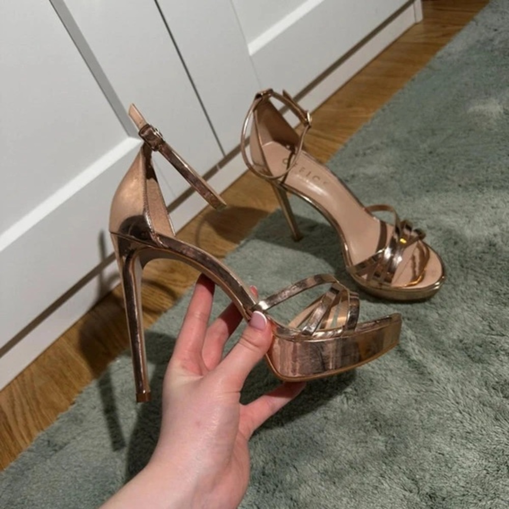Chic Rose Gold Strappy Heels